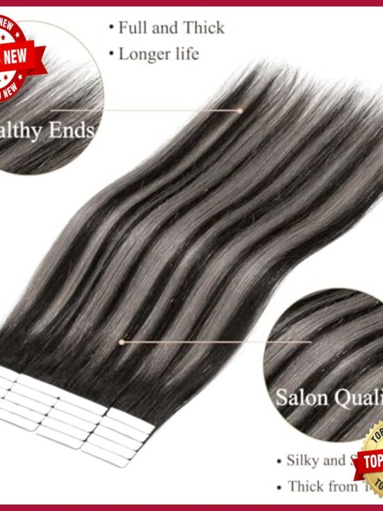 20 Inch Human Hair Tape-In Extensions, 50g 20 Pieces, Seamless